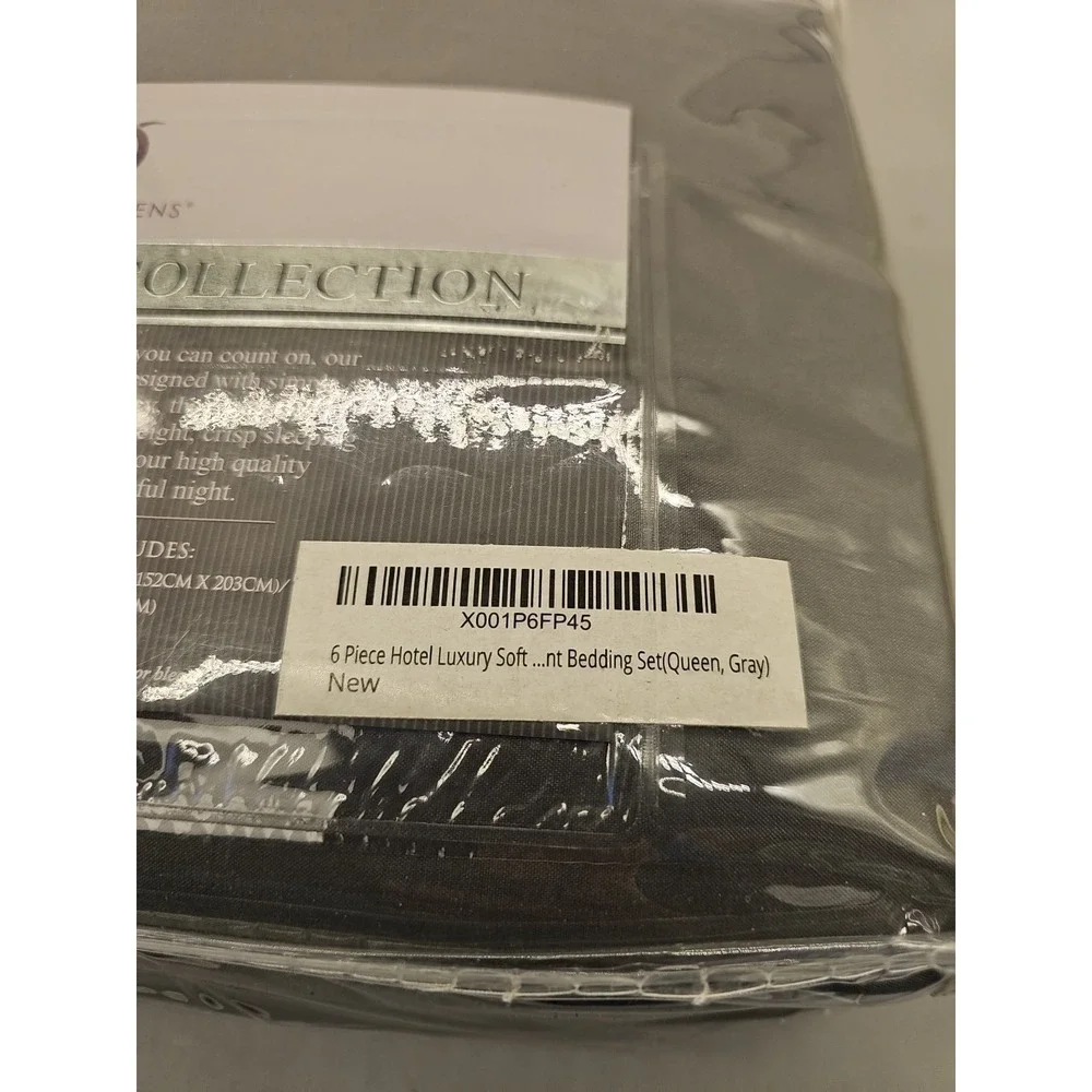 Danjor Linens Platinum 1800 Queen Size Six Piece Bedding Set Gray New